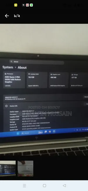 New Laptop HP EliteBook 845 G8 16GB AMD Ryzen 5 SSD 512GB