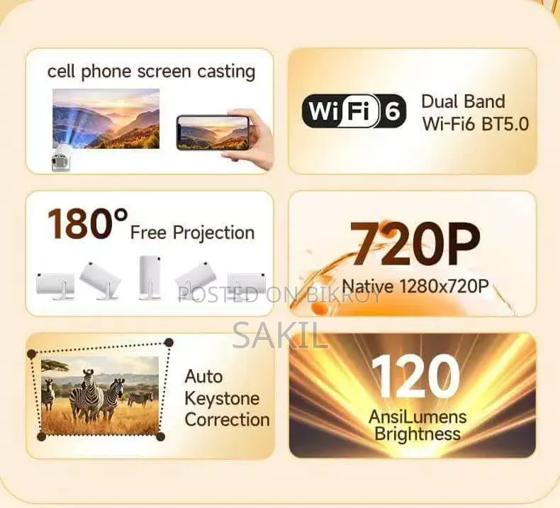 Magcubic Hy300 Smart Mini Projector - Supported, Wifi 6, Android Os
