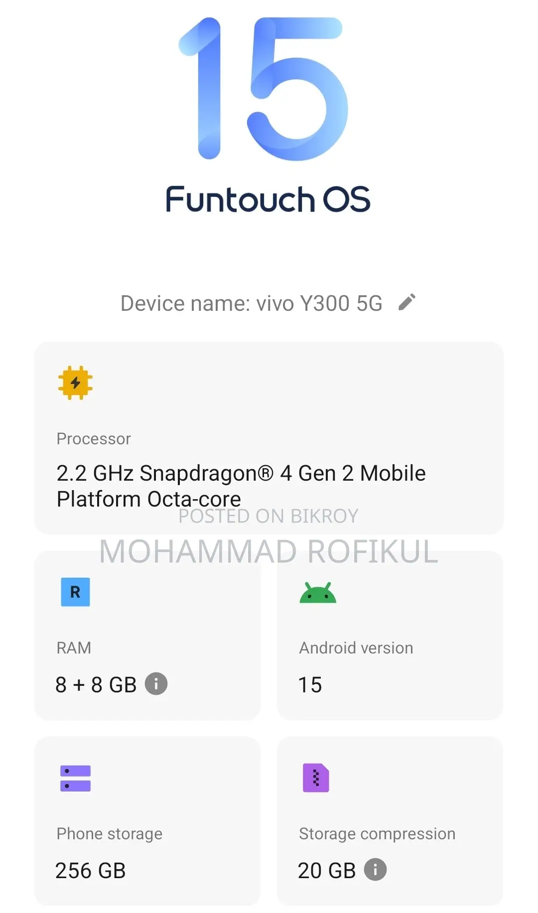 Vivo Y300 256 GB Silver