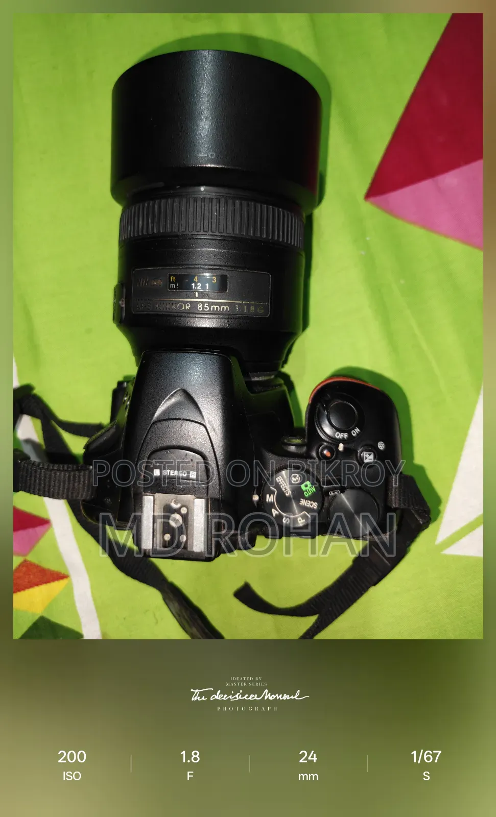 Nikon D5600 and Nikon 1.8 85mm Full Fresh