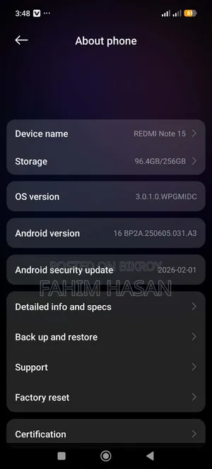 New Xiaomi Redmi Note 15 256 GB Black