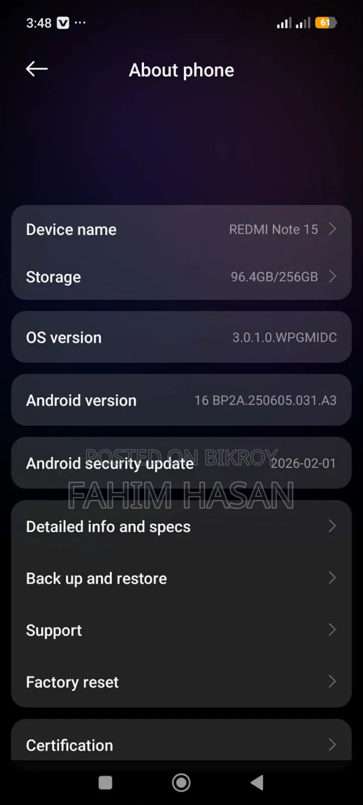New Xiaomi Redmi Note 15 256 GB Black