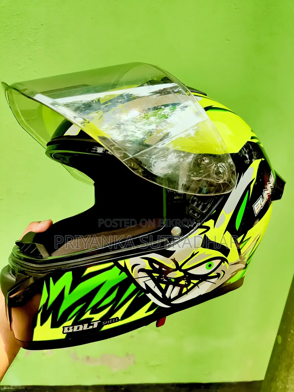 Vega Bolt Bunny Black Neon Yellow Helmet