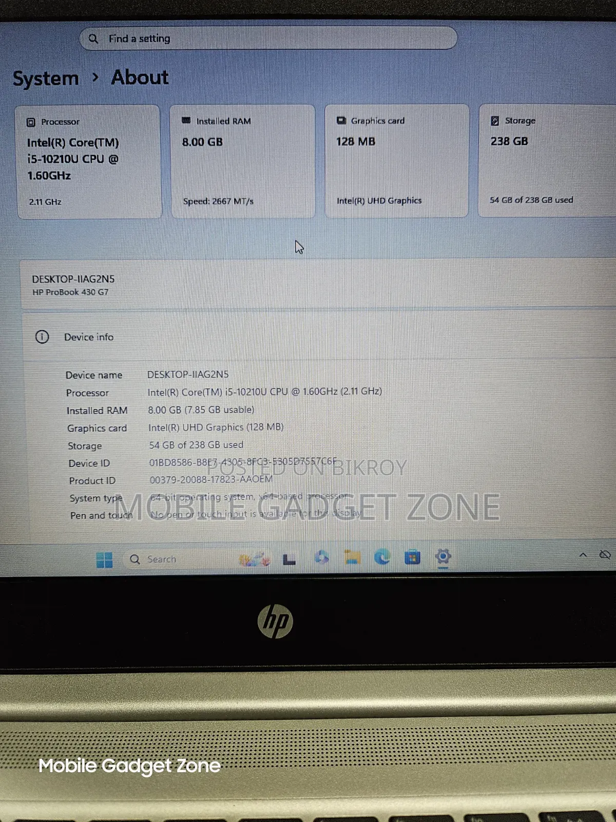Laptop HP EliteBook 830 G7 8GB Intel Core I5 SSD 256GB
