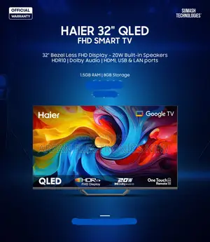 Haier 32" Smart Qled FHD Google Tv (H32s80efx) 4years Warranty