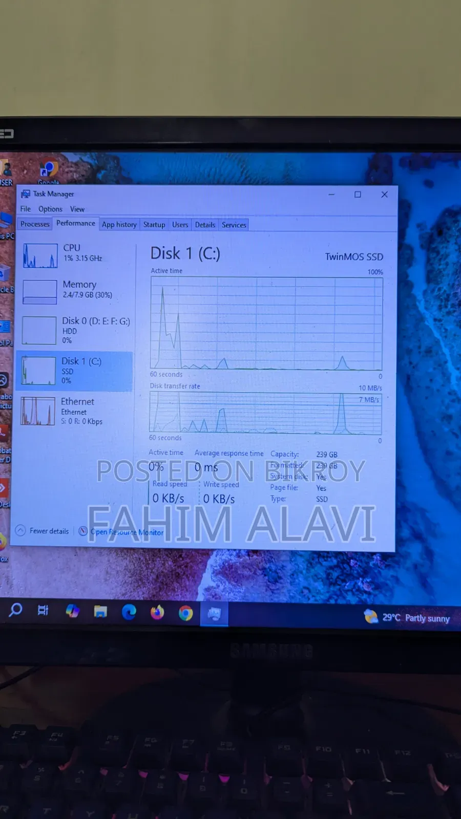 Desktop Computer 8GB Intel HDD+SSD 750GB