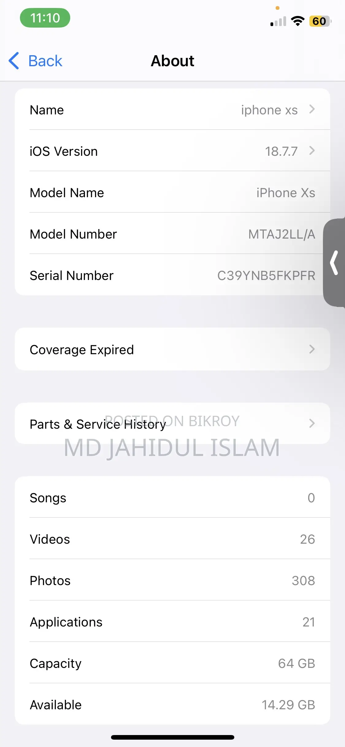 Apple iPhone XS 64 GB Gold