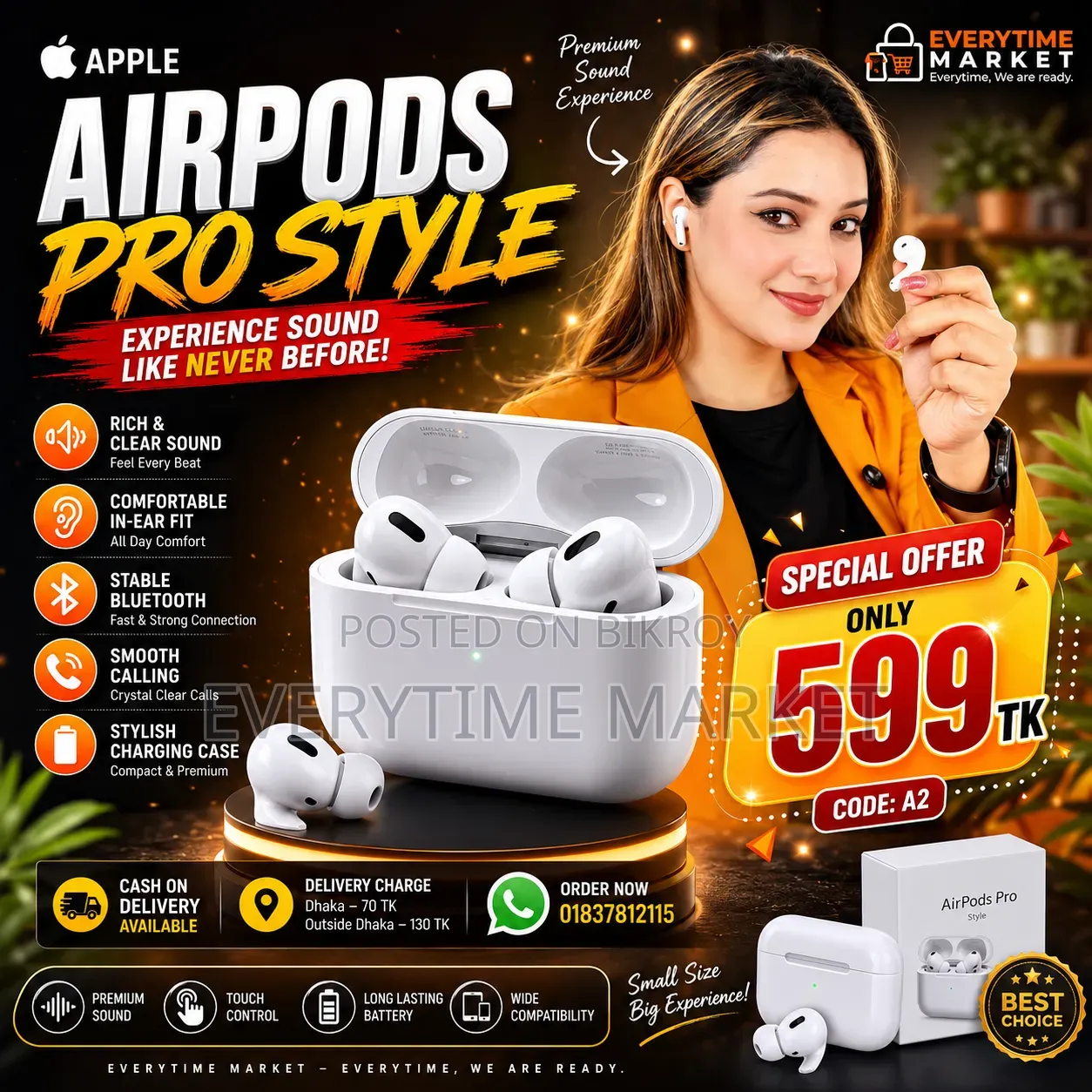 Premium Wireless Earbuds At Just 599 Tk
