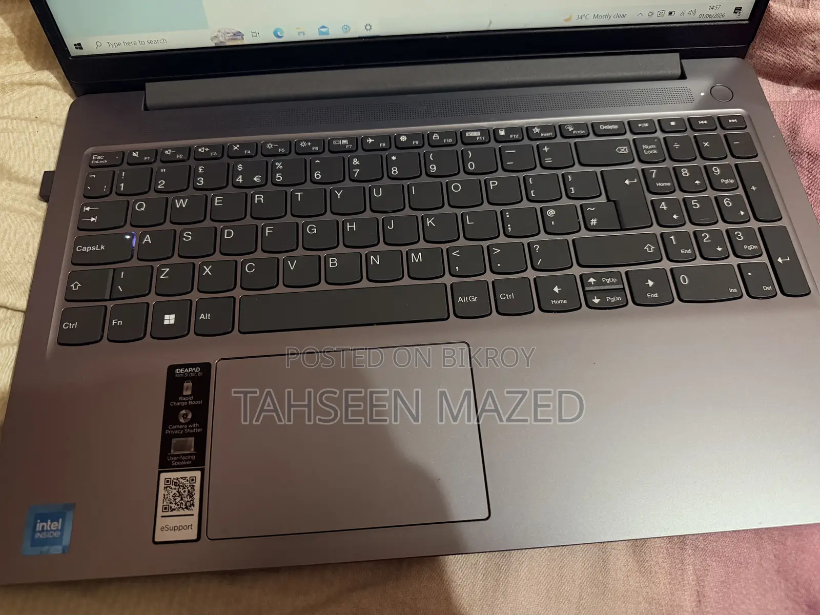 Laptop Lenovo Ideapad 3 4GB Intel SSD 128GB