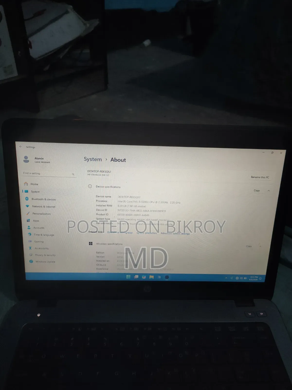 Laptop HP EliteBook 840 G2 8GB Intel Core I5 SSD 256GB