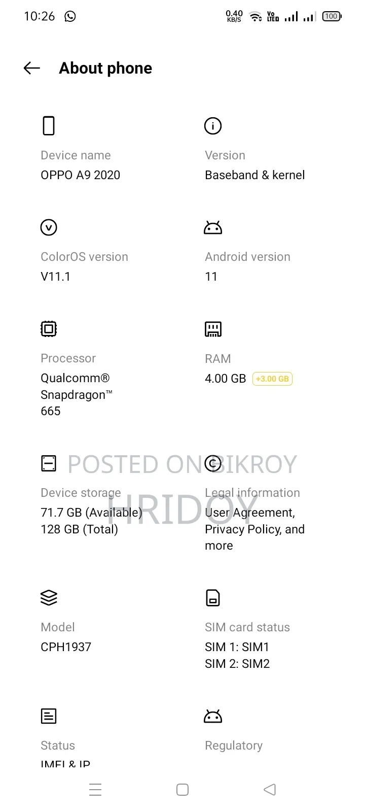 Oppo A9 128 GB Blue