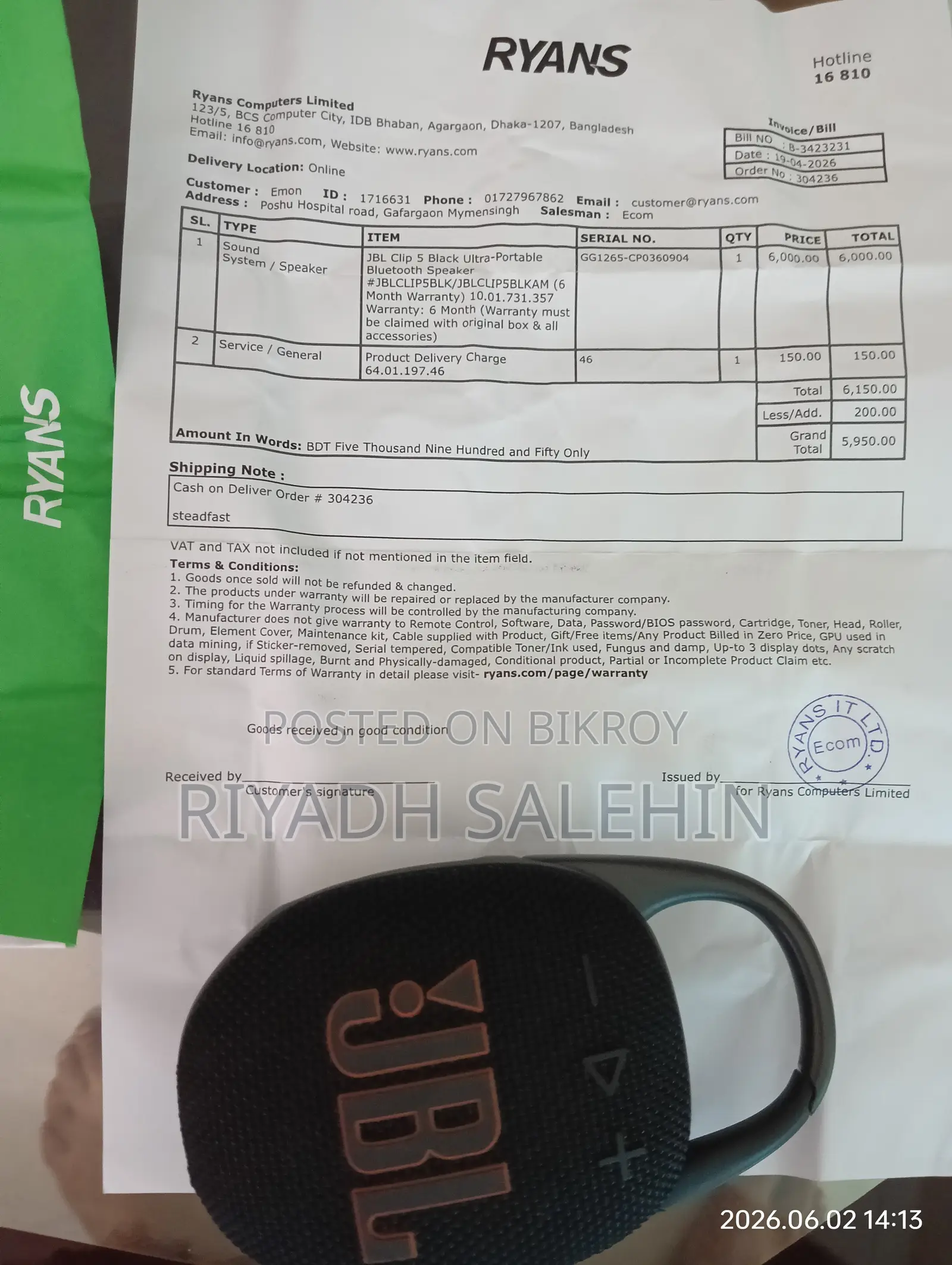 JBL Clip 5 Bluetooth Speaker