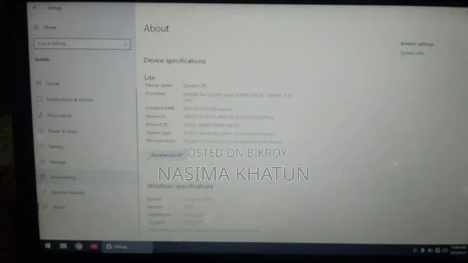 Laptop 8GB Intel SSD 256GB
