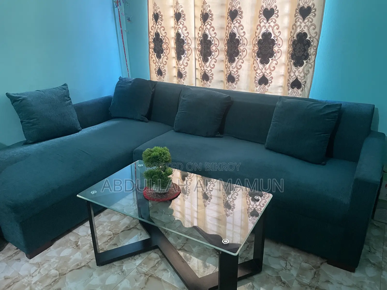 6 Seat Green Soft Sofa Set for Sale