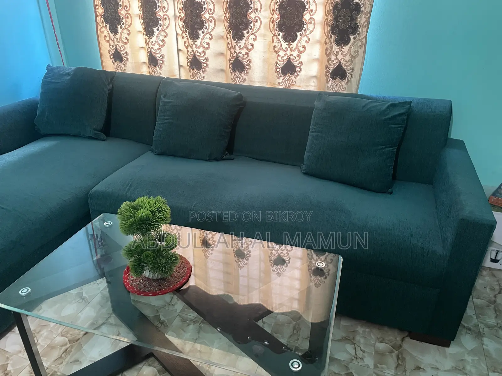 6 Seat Green Soft Sofa Set for Sale