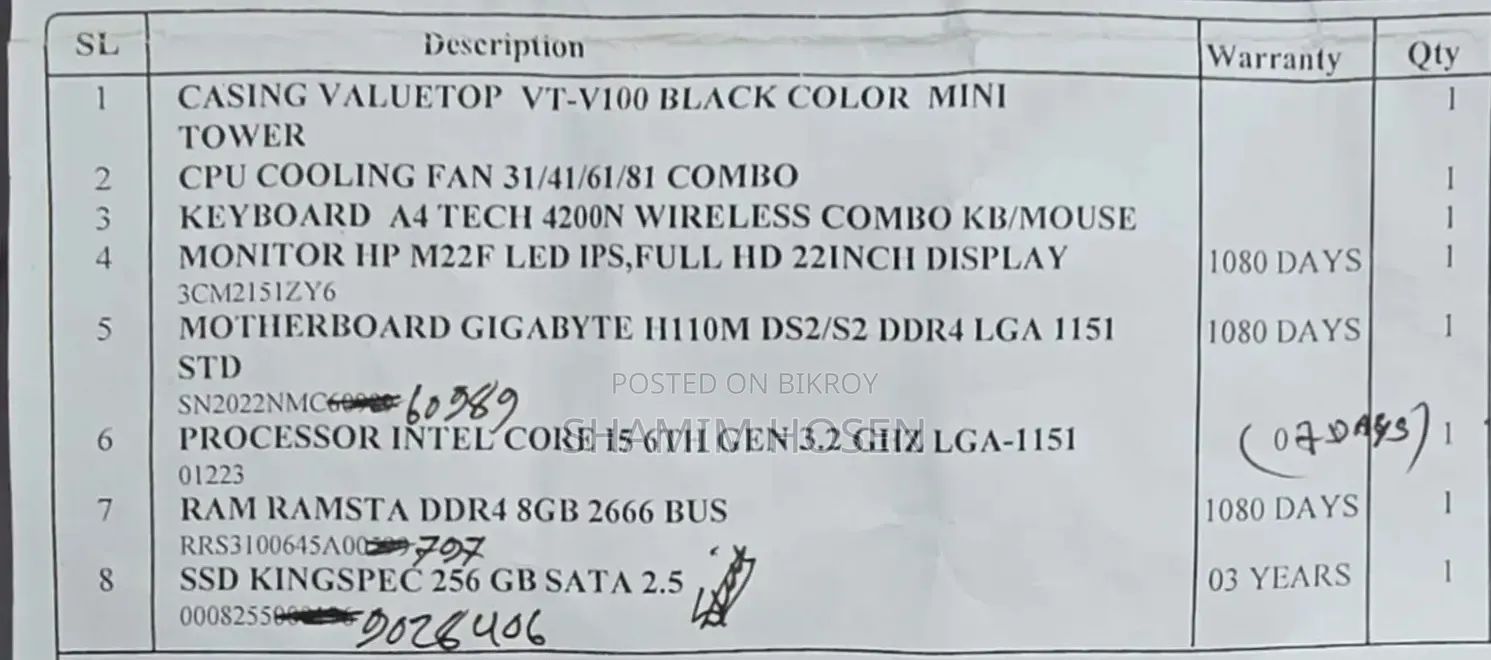 Gigabyte GA-H110MSTX-HD3-ZK 8GB Intel Core I5 SSD 256GB