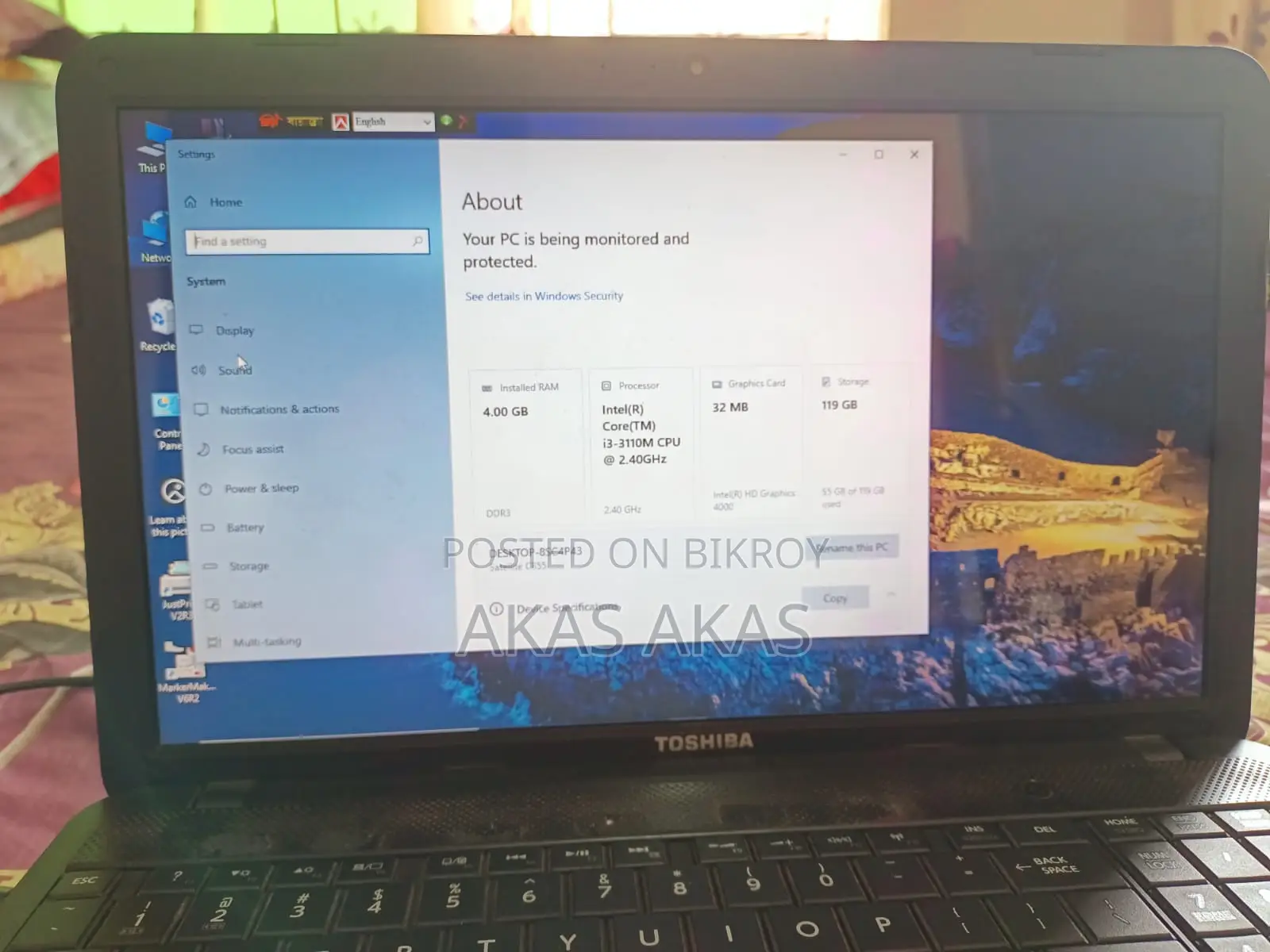 Laptop Toshiba Satellite C855 4GB Intel Core I3 SSD 128GB