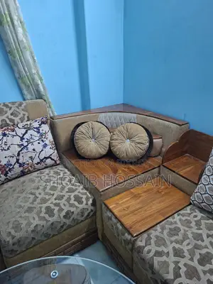 L-Shape Sofa Set with Glass Top Tea Table