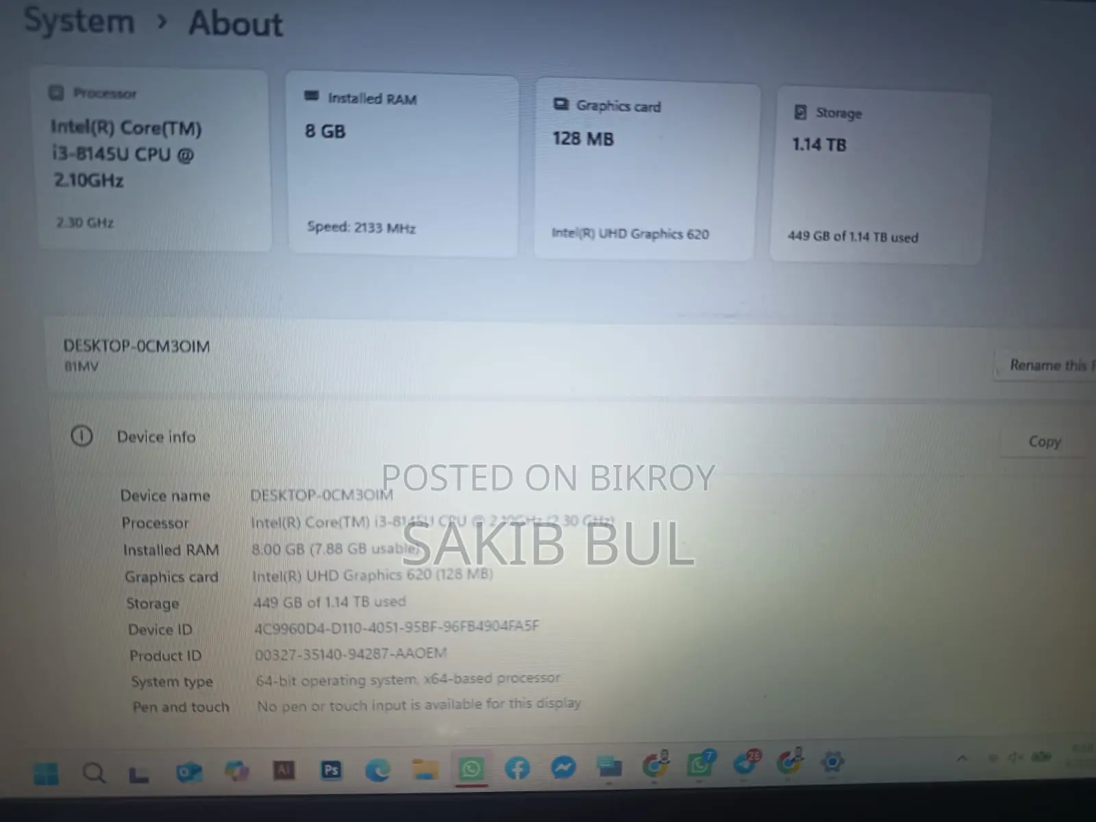 Laptop Lenovo IdeaPad S145 8GB Intel Core I3 HDD 1T