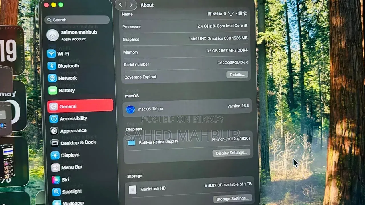 Laptop Apple MacBook Pro 2019 32GB Intel Core I9 SSD 1T