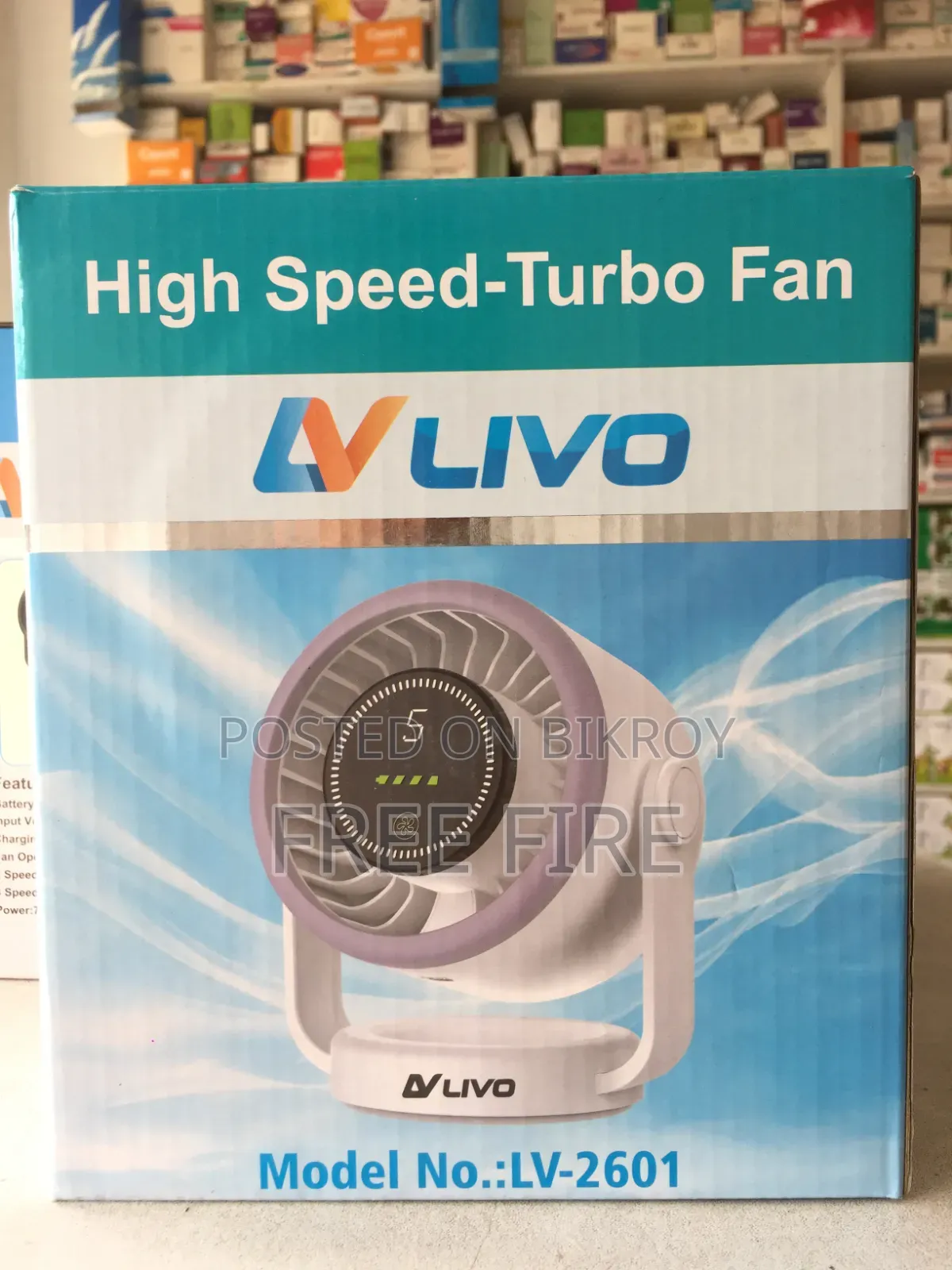 Livo High Speed-Turbo Rechargeable Fan (Model: Lv-2601)