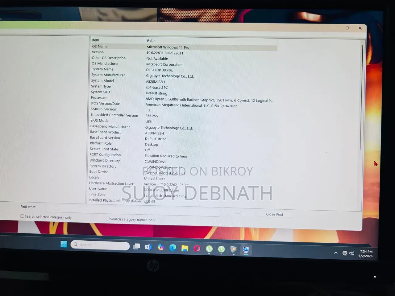 Desktop Computer 8GB AMD Ryzen 5 HDD 1T