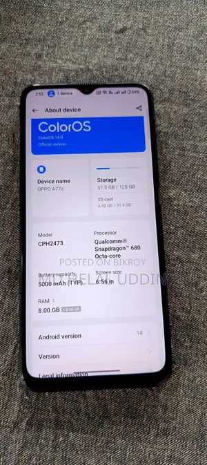 Oppo A77s 128 GB Black