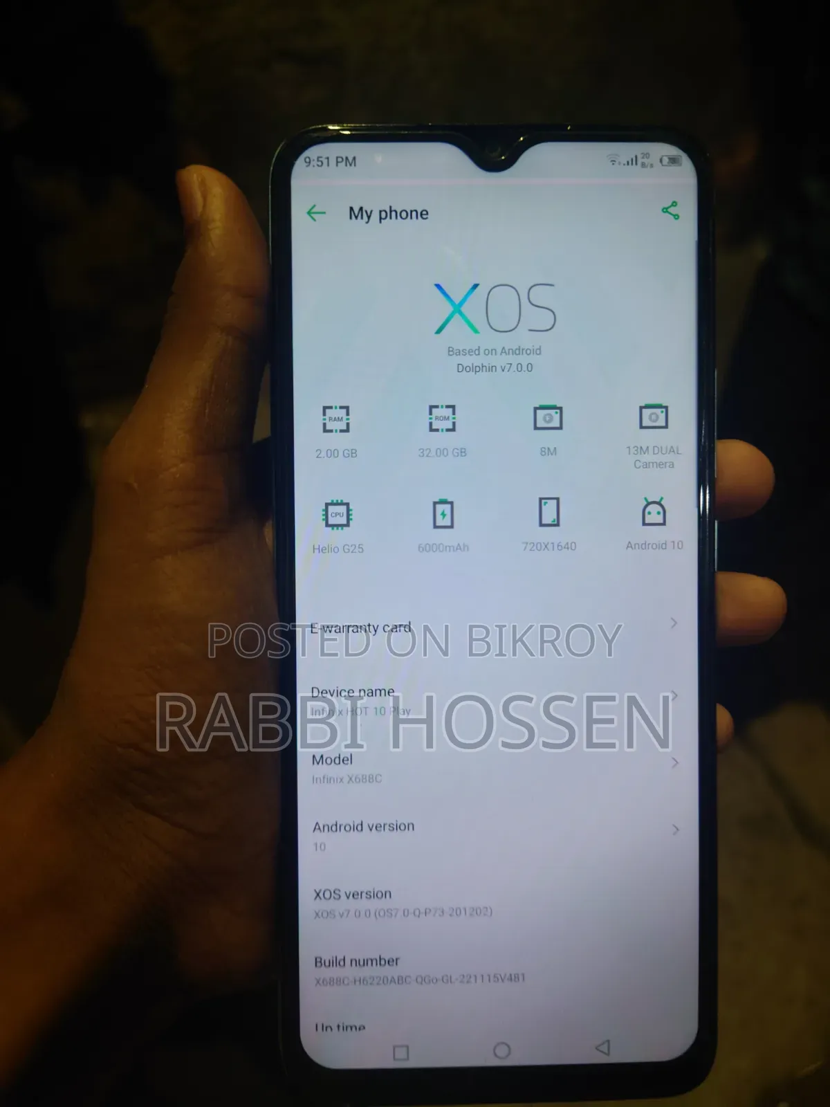 Infinix Hot 10 Play 32 GB Blue