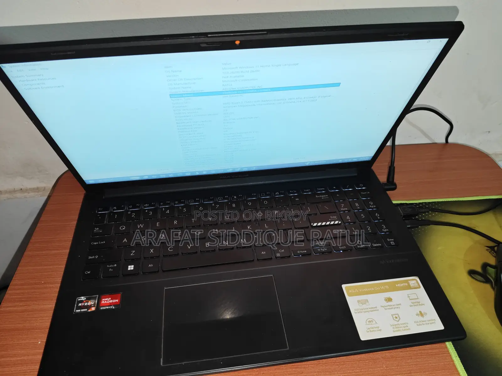 Laptop Asus VivoBook 15 X505BA 16GB AMD Ryzen 5 SSD 512GB