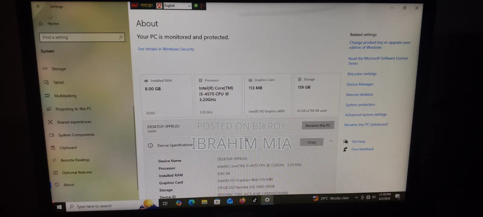 New Desktop Computer Microsoft 8GB Intel Core I5 SSD 128GB