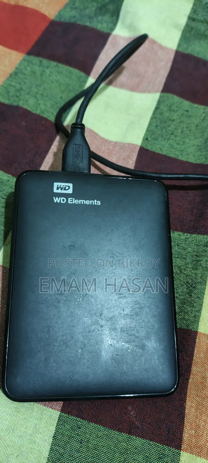 WD Elements brand portable external hard drive.