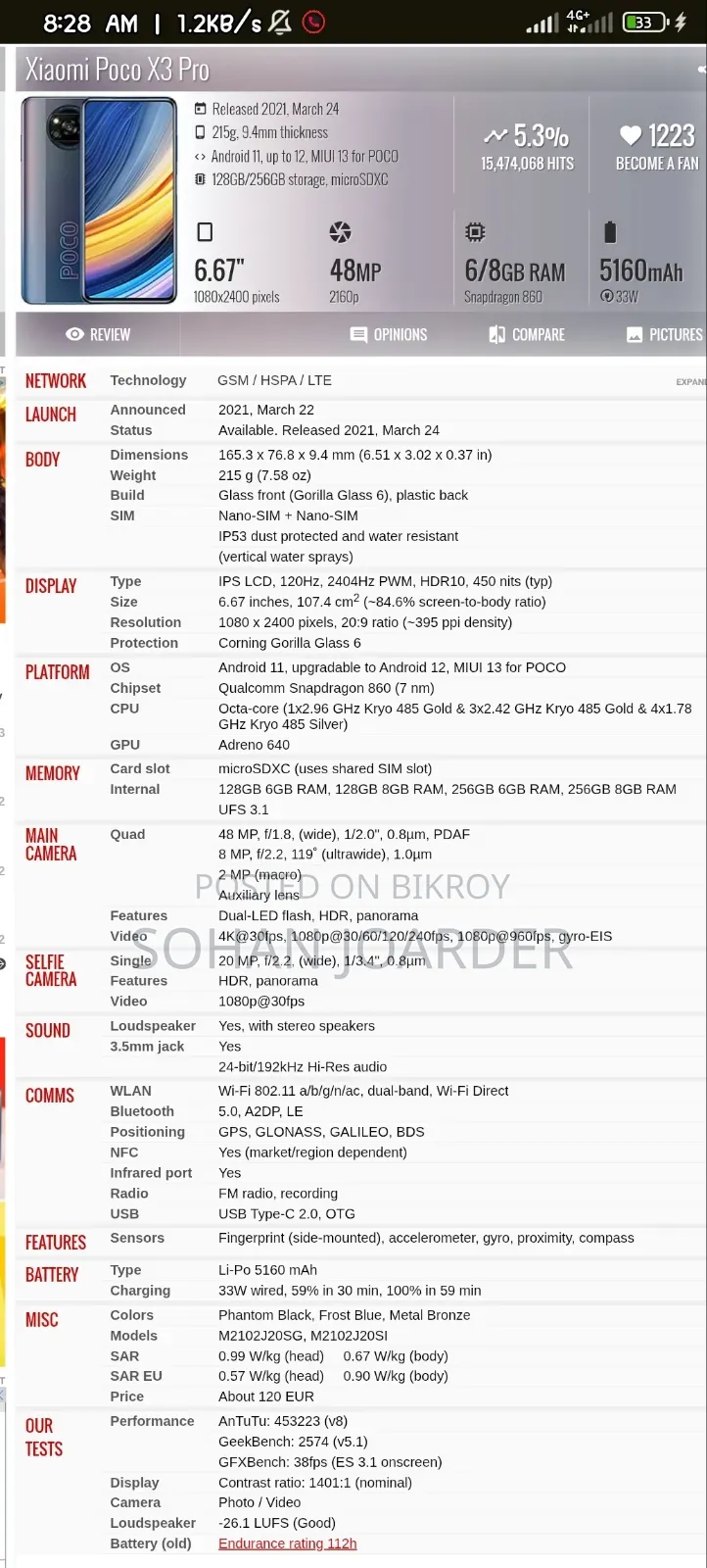 Xiaomi Poco X3 Pro 256 GB Blue