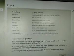 Desktop Computer HP 8GB Intel Core i7 SSD 1T