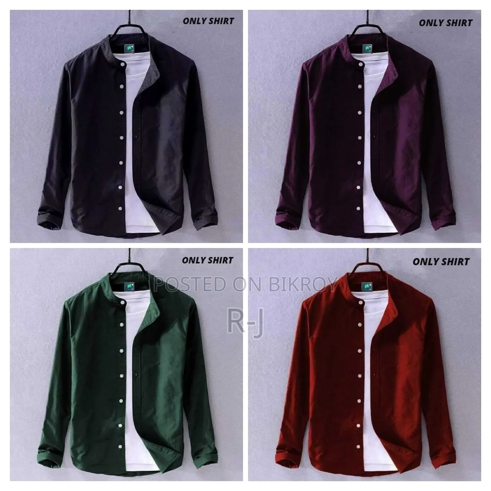 Premium Ban Collar Oxford Cotton Full Sleeve Shirt ৳550
