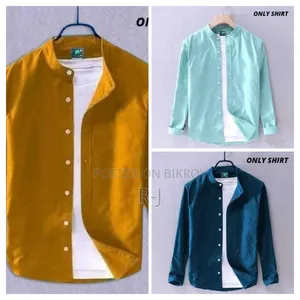 Premium Ban Collar Oxford Cotton Full Sleeve Shirt ৳550