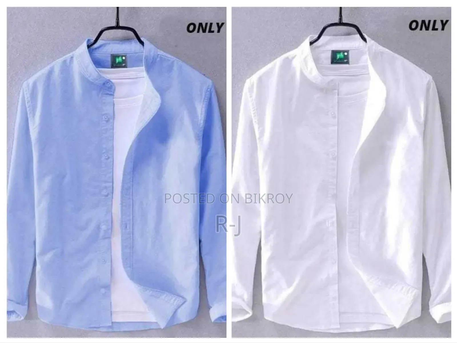 Premium Ban Collar Oxford Cotton Full Sleeve Shirt ৳550