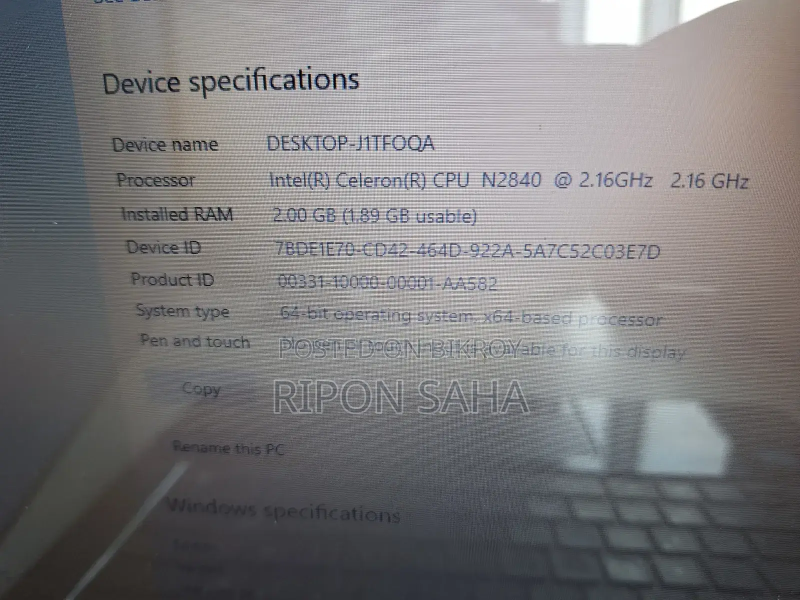 Laptop HP 2GB Intel Celeron HDD 350GB