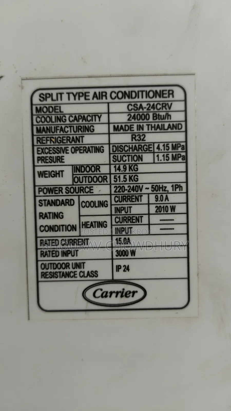 Carrier Inverter 2ton Ac For Sell