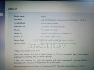 Laptop Samsung 8GB AMD A8 SSD 256GB