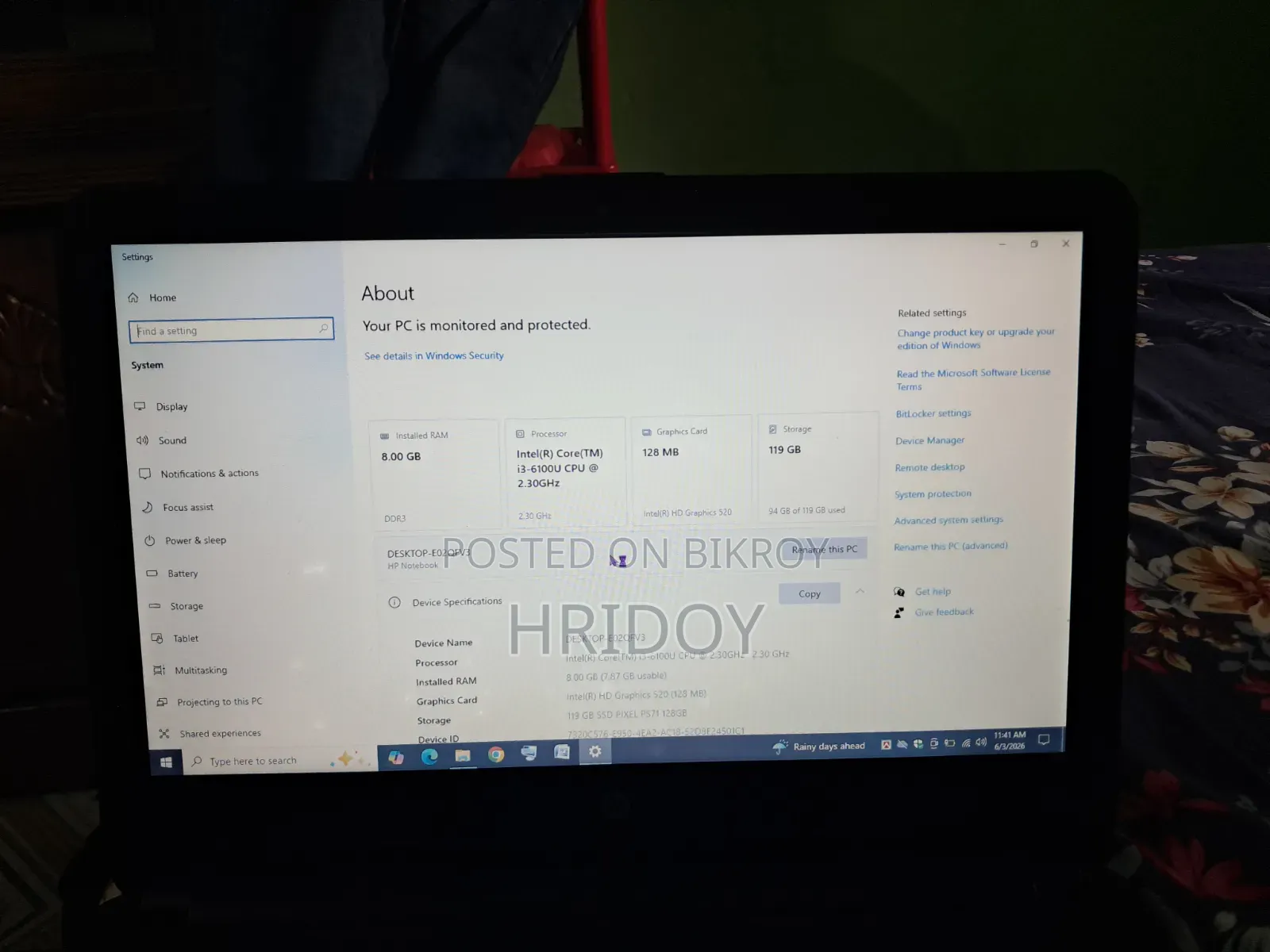 Laptop HP 14S 8GB Intel Core I3 SSD 128GB