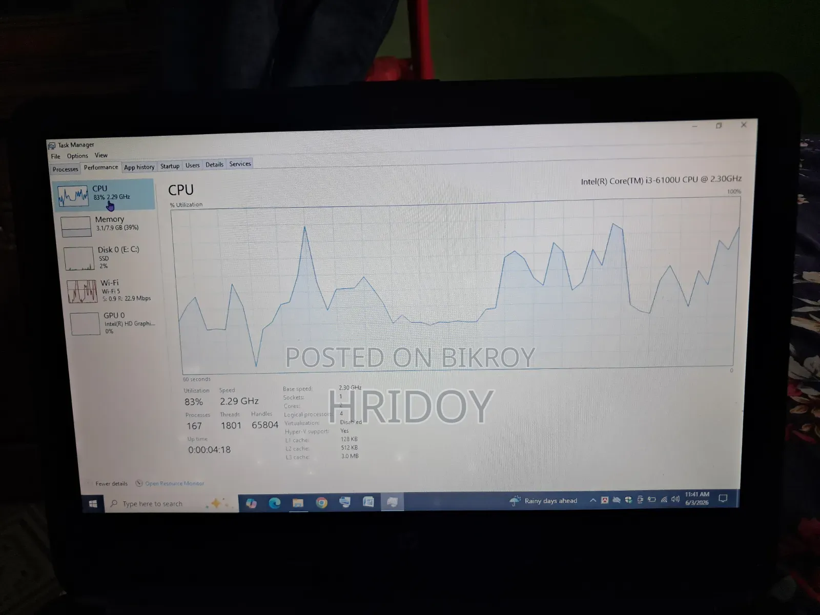 Laptop HP 14S 8GB Intel Core I3 SSD 128GB