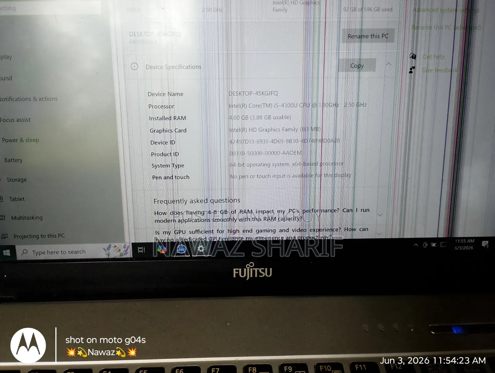 Laptop Fujitsu Amilo Pi3625 16GB Intel Core I9 HDD+SSD 500GB