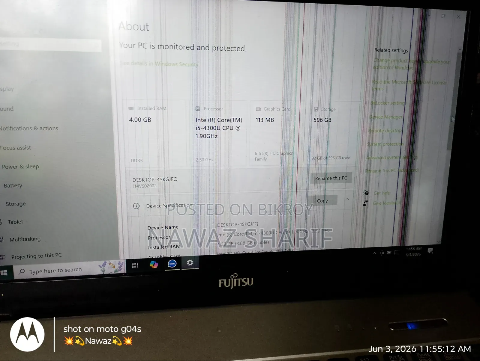 Laptop Fujitsu Amilo Pi3625 16GB Intel Core I9 HDD+SSD 500GB