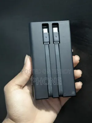 20000 mAh Power Bank. Attached Cable