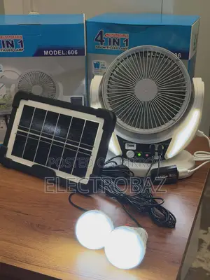 4-in-1 Solar Fan With LED (Model 606) – Best Solar Fan In Bangladesh