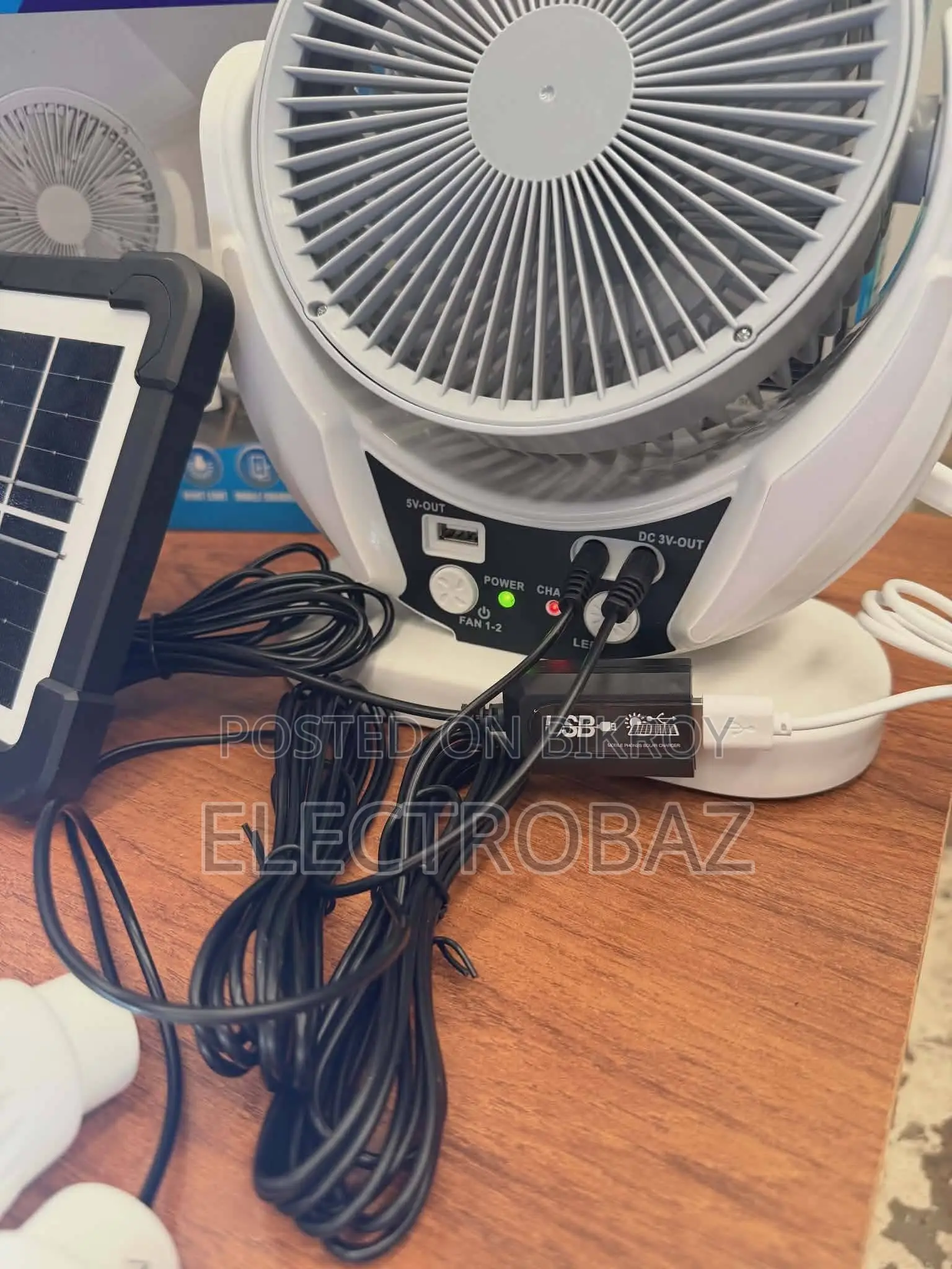 4-in-1 Solar Fan With LED (Model 606) – Best Solar Fan In Bangladesh
