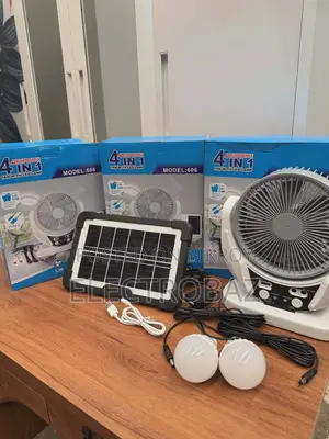 4-in-1 Solar Fan With LED (Model 606) – Best Solar Fan In Bangladesh