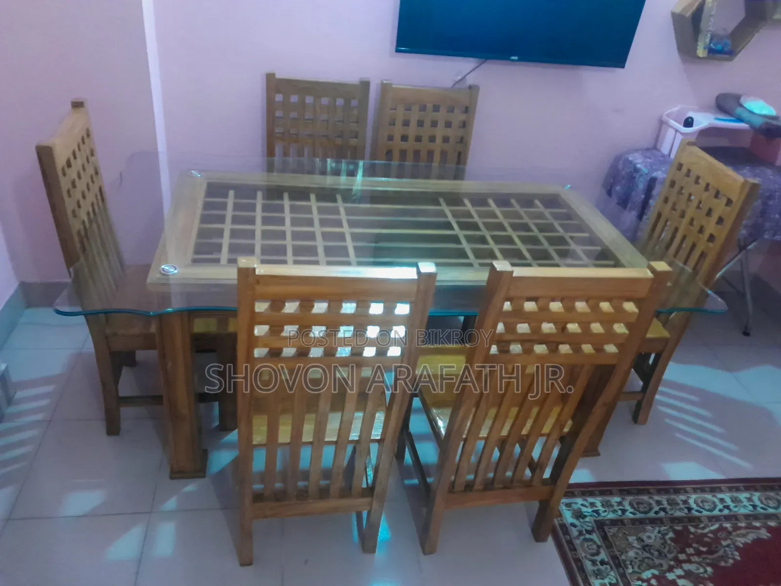 Dining Table With 6 Chairs (Teak Wood)