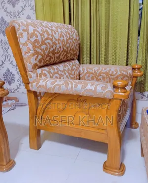 সেগুন কাঠের গদি লাগানো সোফা ২ সিটের দুইটা ১ সিটের একটা শোফারসেট