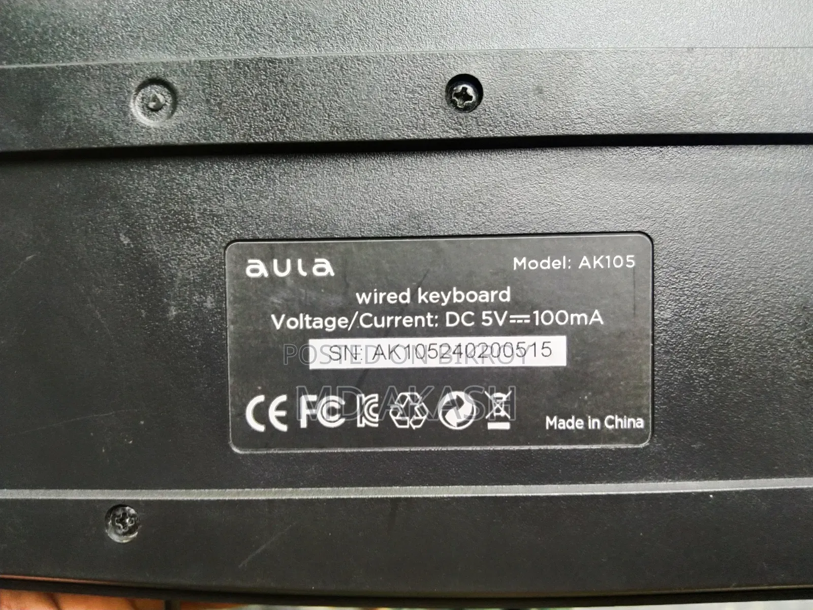 Aula Ak105 Wired Black Keyboard With Bangla